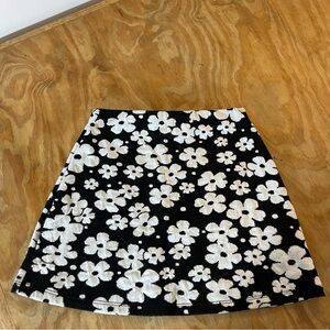 Urban Outfitters Black And White Floral Mini Skirt